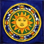 Mexican Talavera Tile Sol Azteca Azul 1141
